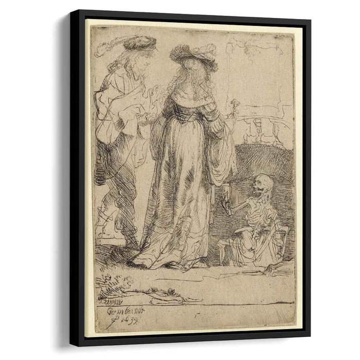 Death appearing to a wedded couple from an open grave (1639) by Rembrandt