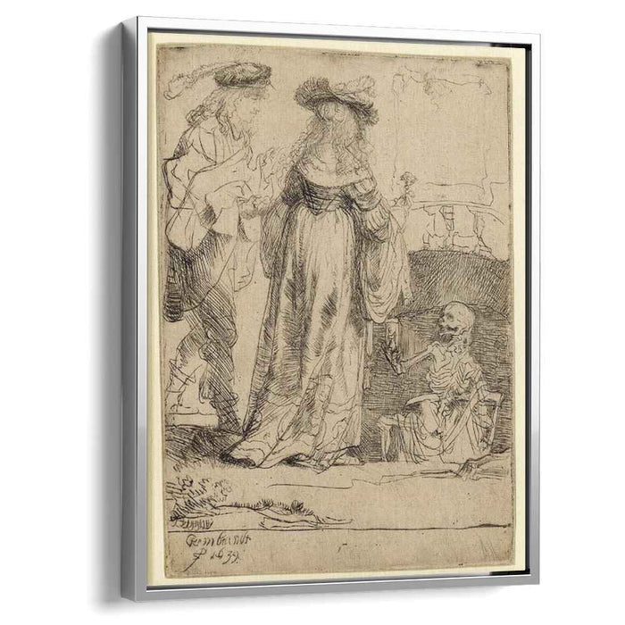 Death appearing to a wedded couple from an open grave (1639) by Rembrandt