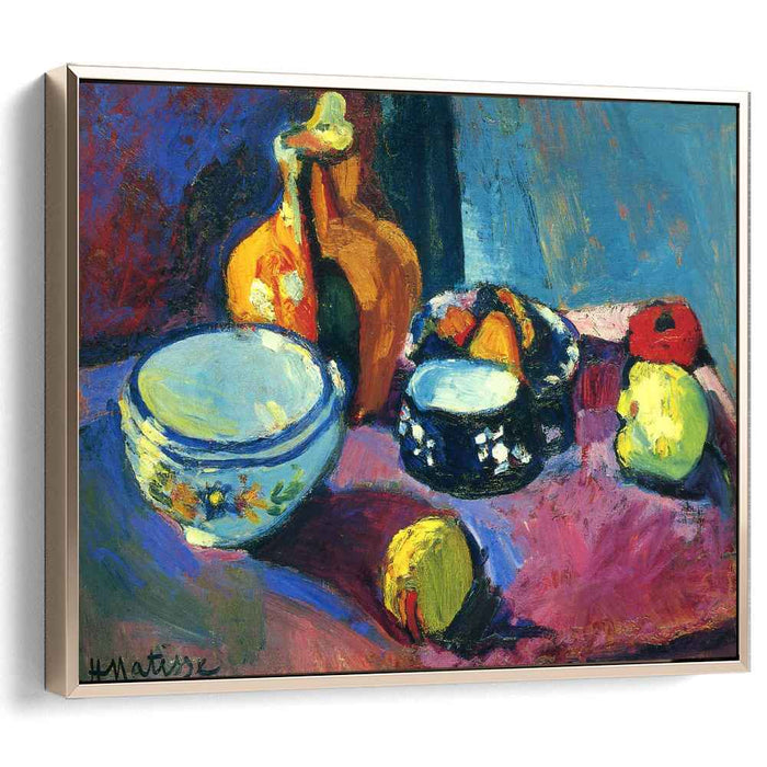 Dishes and Fruit on a Red and Black Carpet (1901) by Henri Matisse