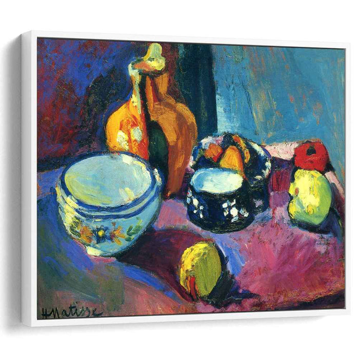 Dishes and Fruit on a Red and Black Carpet (1901) by Henri Matisse