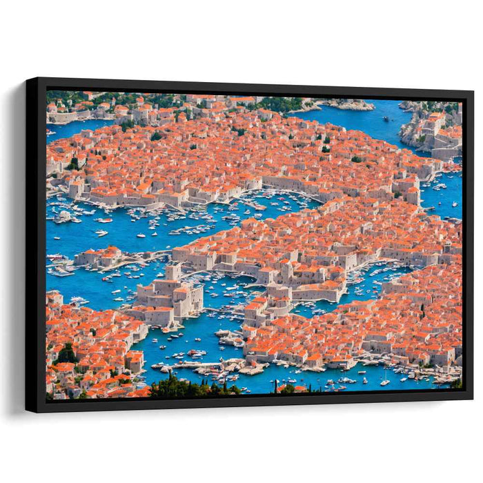 Mosaic Horizon Dreams: Aerial View of Dubrovnik's Terracotta Rooftops and Azure Waters