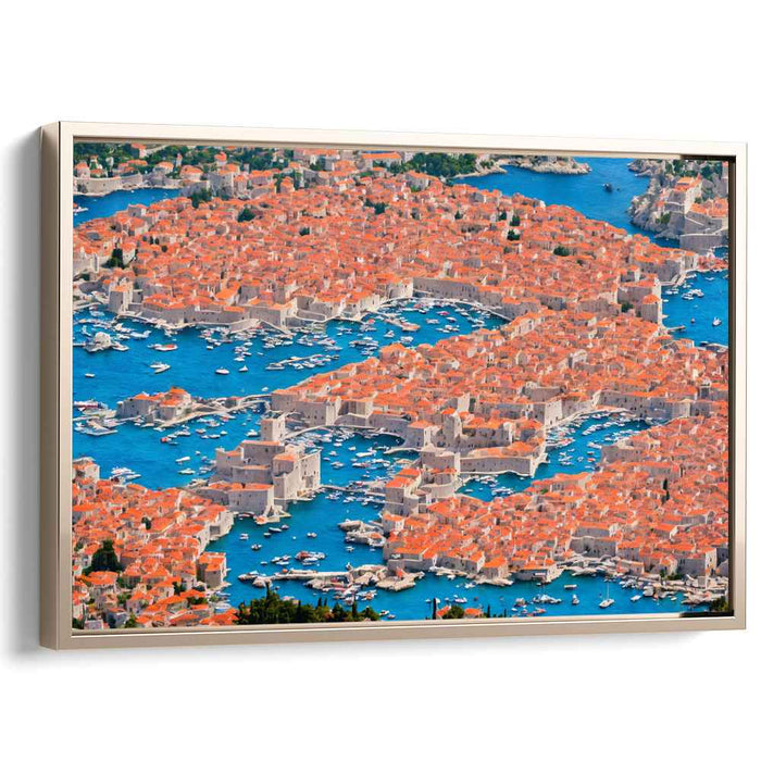 Mosaic Horizon Dreams: Aerial View of Dubrovnik's Terracotta Rooftops and Azure Waters
