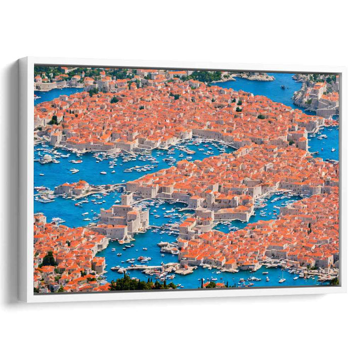 Mosaic Horizon Dreams: Aerial View of Dubrovnik's Terracotta Rooftops and Azure Waters