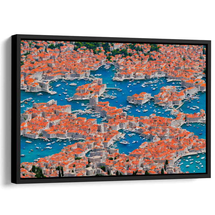 Mediterranean Coastal Cityscape: Aerial View of Dubrovnik Canvas Art Print