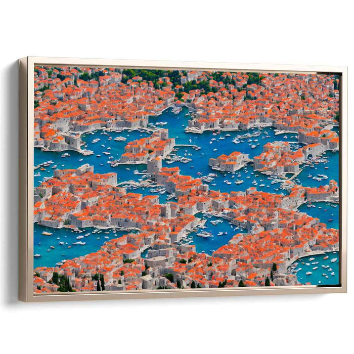 Mediterranean Coastal Cityscape: Aerial View of Dubrovnik Canvas Art Print