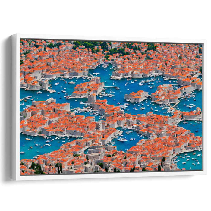 Mediterranean Coastal Cityscape: Aerial View of Dubrovnik Canvas Art Print