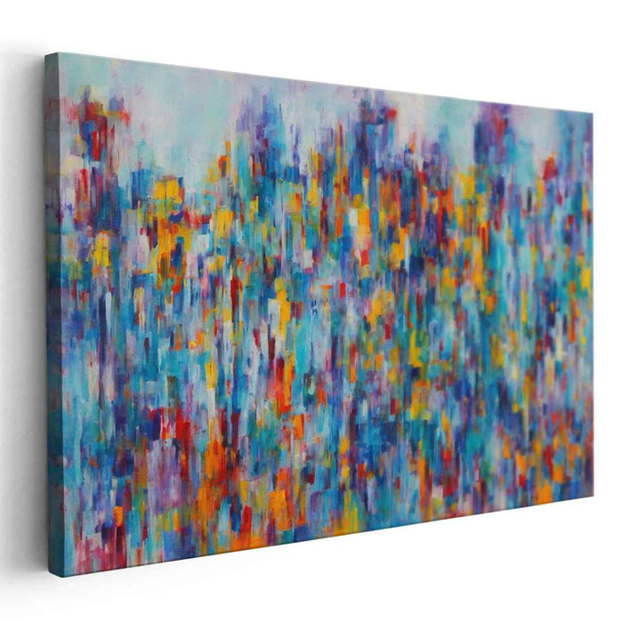 Ink Spill Symphony: Abstract Expressionist Blue and Multicolor Canvas Art Print