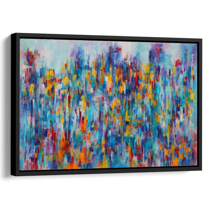 Ink Spill Symphony: Abstract Expressionist Blue and Multicolor Canvas Art Print