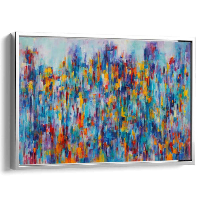 Ink Spill Symphony: Abstract Expressionist Blue and Multicolor Canvas Art Print