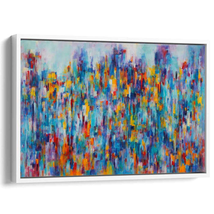 Ink Spill Symphony: Abstract Expressionist Blue and Multicolor Canvas Art Print