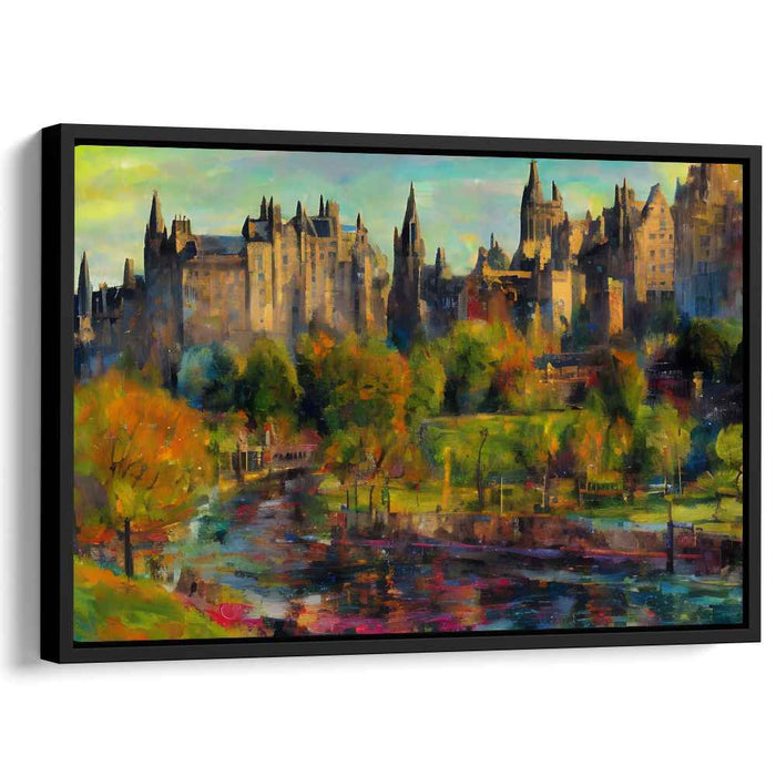 Autumnal Aura Over Edinburgh: Vibrant Impressionist Cityscape Canvas Art