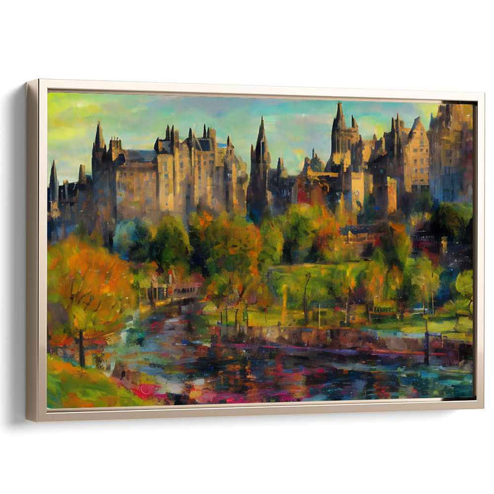 Autumnal Aura Over Edinburgh: Vibrant Impressionist Cityscape Canvas Art