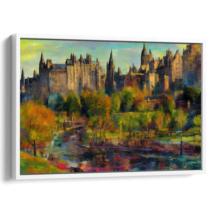 Autumnal Aura Over Edinburgh: Vibrant Impressionist Cityscape Canvas Art