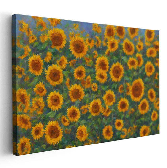 Glowing Petals Dance: Radiant Sunflower Field Canvas Art Print