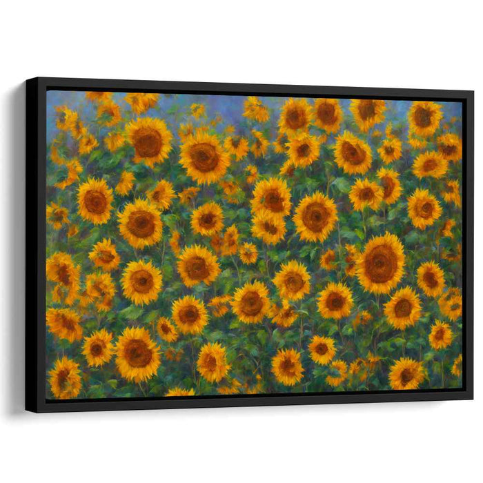 Glowing Petals Dance: Radiant Sunflower Field Canvas Art Print
