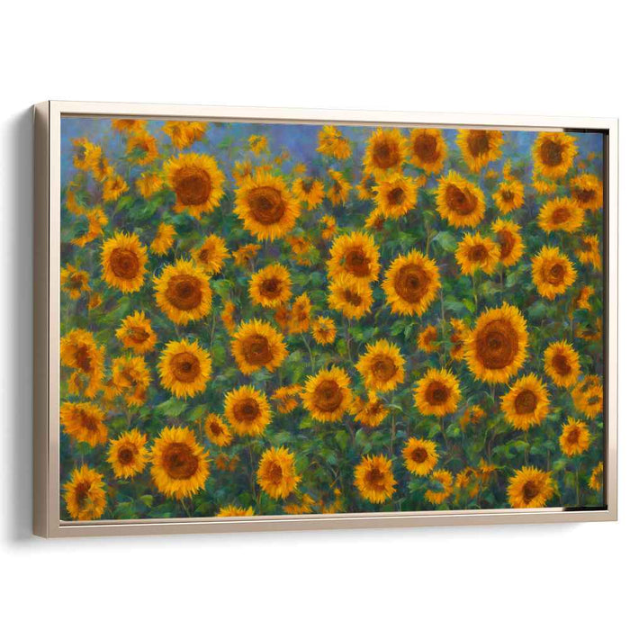 Glowing Petals Dance: Radiant Sunflower Field Canvas Art Print