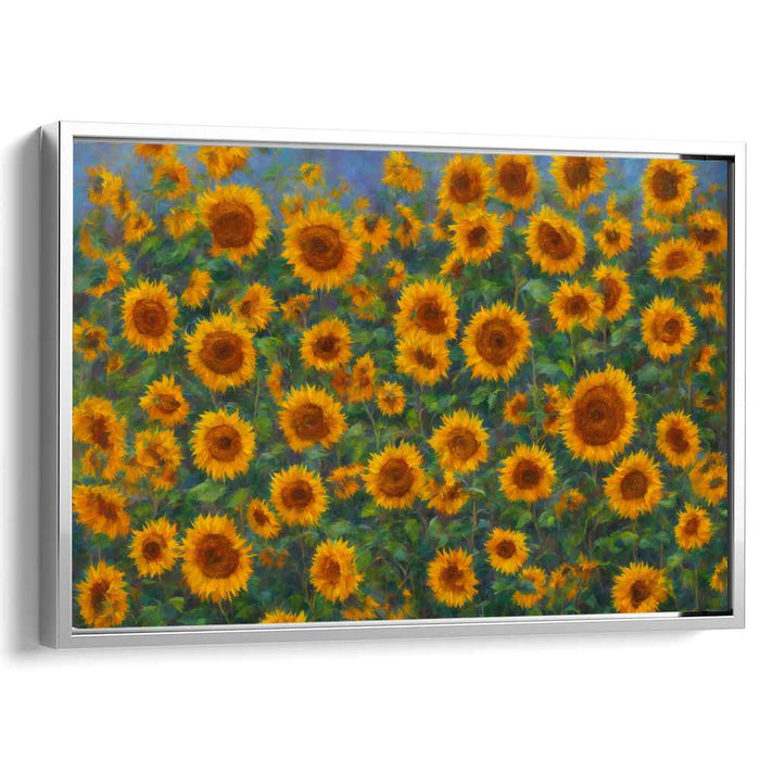 Glowing Petals Dance: Radiant Sunflower Field Canvas Art Print