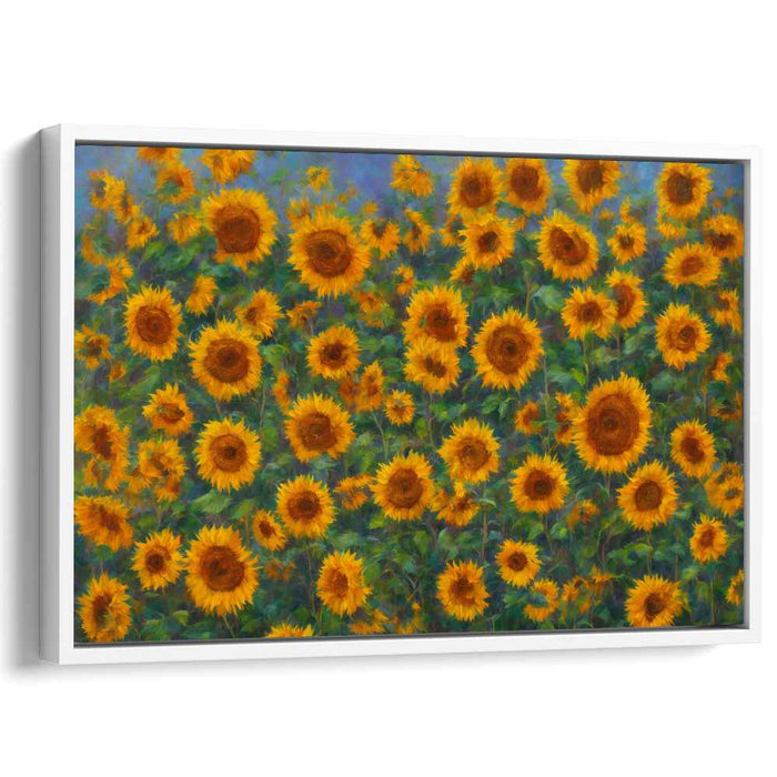 Glowing Petals Dance: Radiant Sunflower Field Canvas Art Print