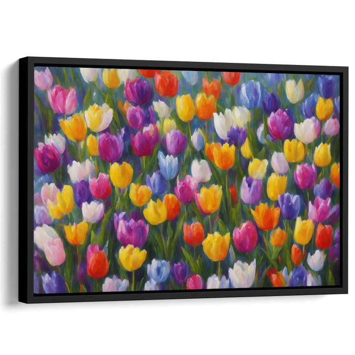 Tulip Tango Symphony: Vibrant Tulip Field Canvas Art Print
