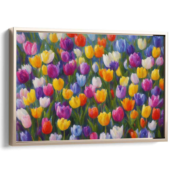 Tulip Tango Symphony: Vibrant Tulip Field Canvas Art Print