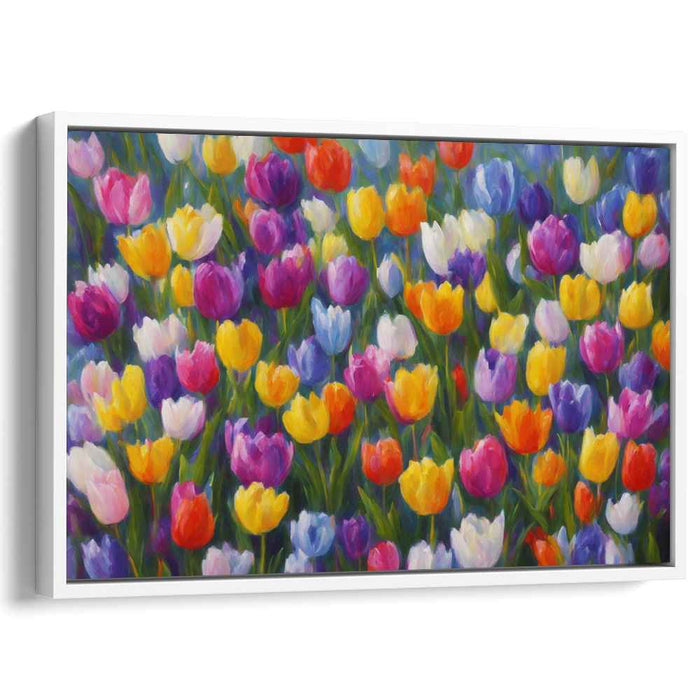 Tulip Tango Symphony: Vibrant Tulip Field Canvas Art Print