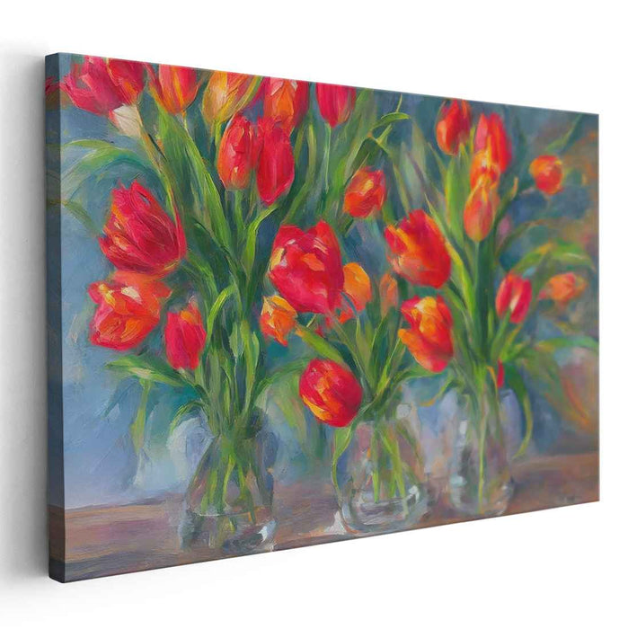 Tulip Elegance in Spring: Vibrant Impressionist Floral Canvas Art