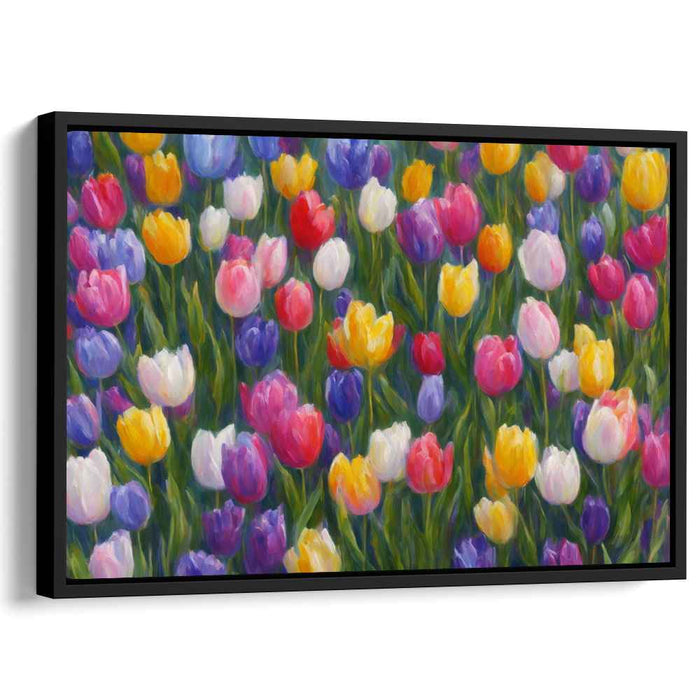 Whispers of Blooming Color: Impressionist Tulip Garden Canvas Art Print