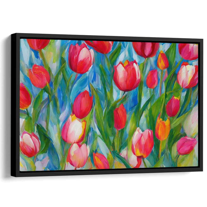 Vibrant Tulips in Bloom: Expressive Floral Canvas Art Print