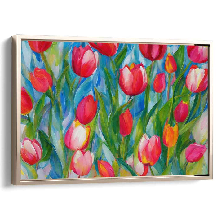 Vibrant Tulips in Bloom: Expressive Floral Canvas Art Print