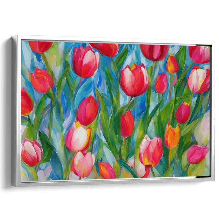 Vibrant Tulips in Bloom: Expressive Floral Canvas Art Print