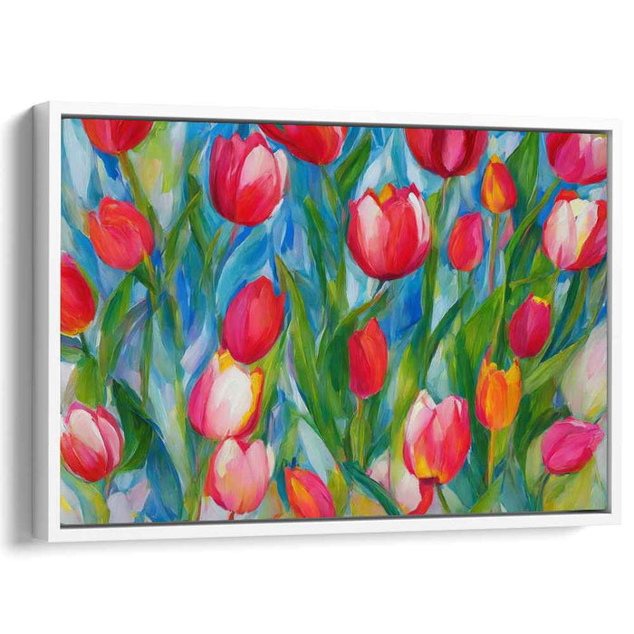 Vibrant Tulips in Bloom: Expressive Floral Canvas Art Print