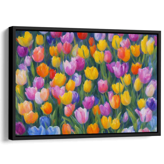Blossom Waves of Color: Vibrant Tulip Field Canvas Art Print