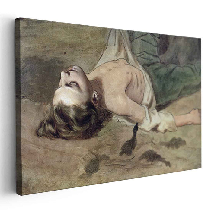 Etude lying to the boy's painting 'The Court Pugachev' by Vasily Perov