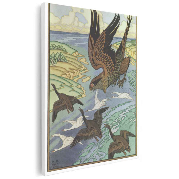 Falcon. Illustration for the epic "Volga" (1927) by Ivan Bilibin