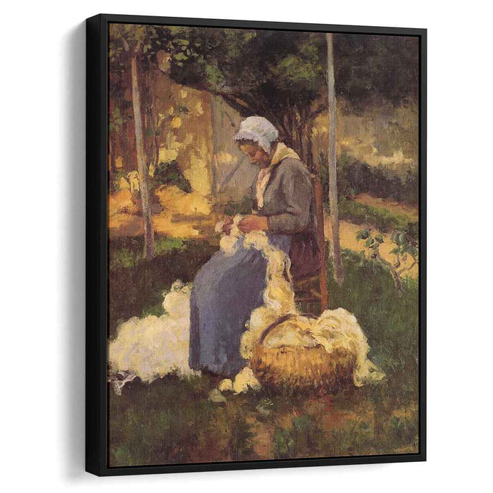 Female Peasant Carding Wool (1875) by Camille Pissarro