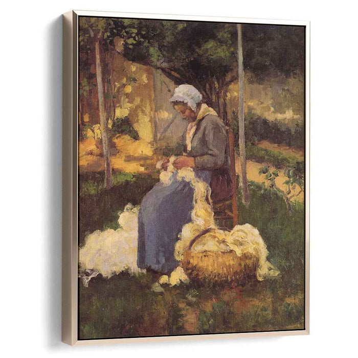Female Peasant Carding Wool (1875) by Camille Pissarro