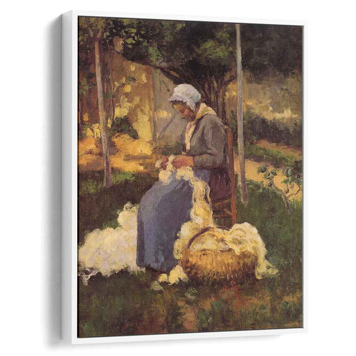 Female Peasant Carding Wool (1875) by Camille Pissarro