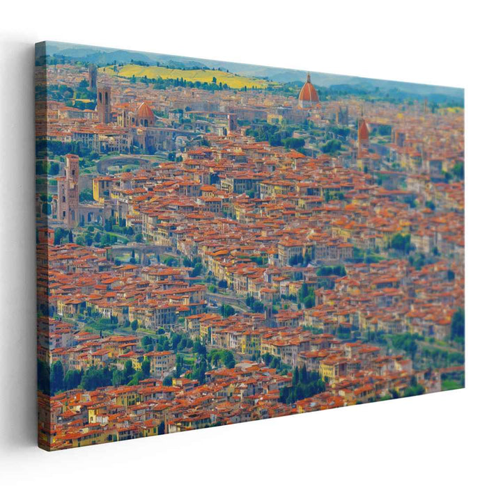 Ethereal Echoes Over Florence: Aerial View of Florenceâ€™s Iconic Cityscape Canvas Art