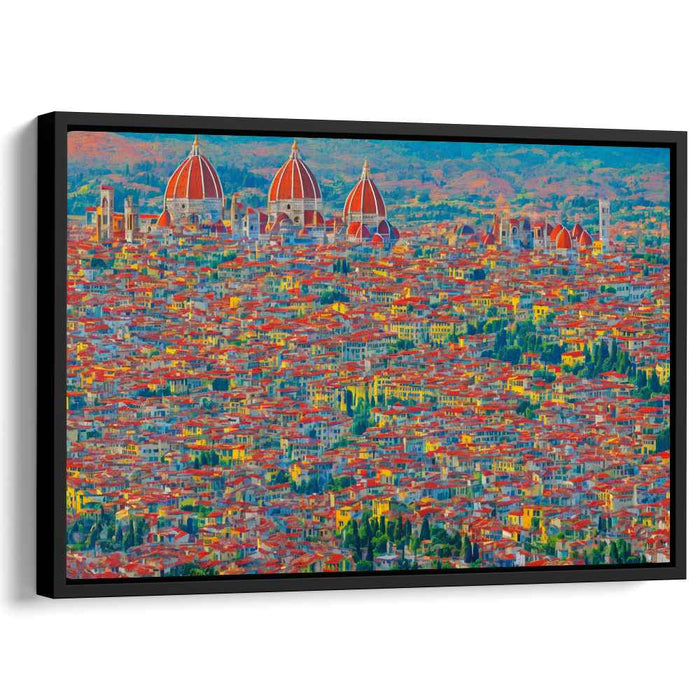Vibrant Rooftops of Florence: An Impressionist Aerial Cityscape Canvas Art Print