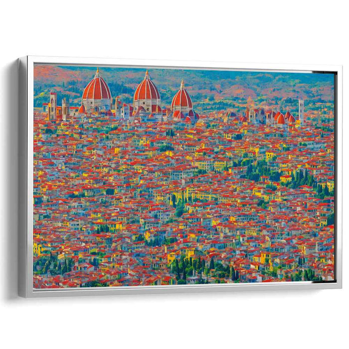 Vibrant Rooftops of Florence: An Impressionist Aerial Cityscape Canvas Art Print