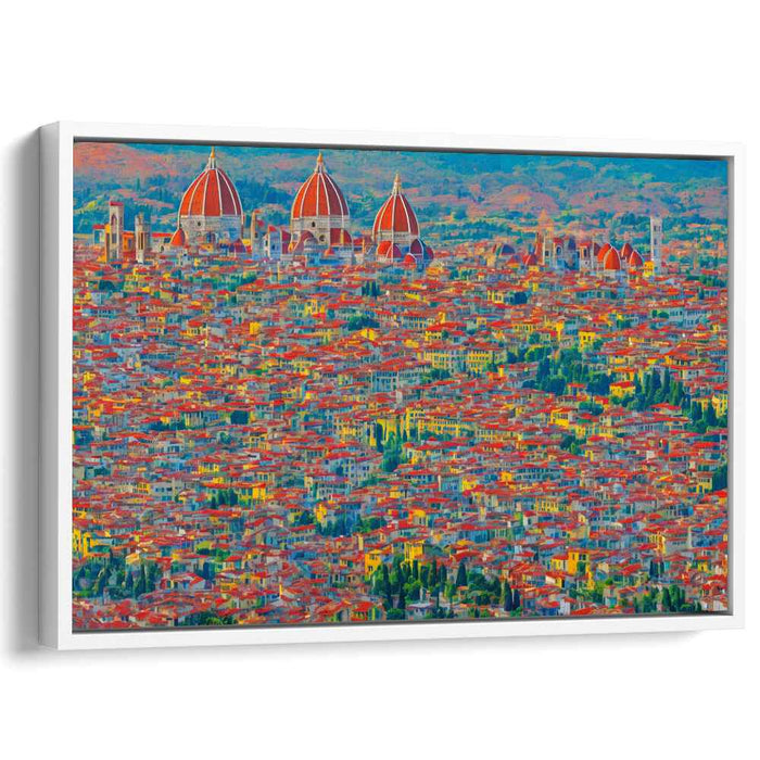 Vibrant Rooftops of Florence: An Impressionist Aerial Cityscape Canvas Art Print