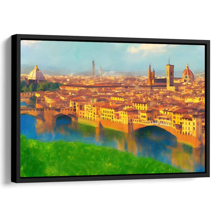 Golden Glow of Florence: Impressionist Cityscape Canvas Art Print