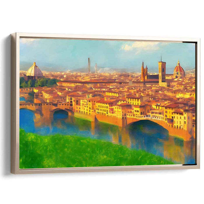 Golden Glow of Florence: Impressionist Cityscape Canvas Art Print