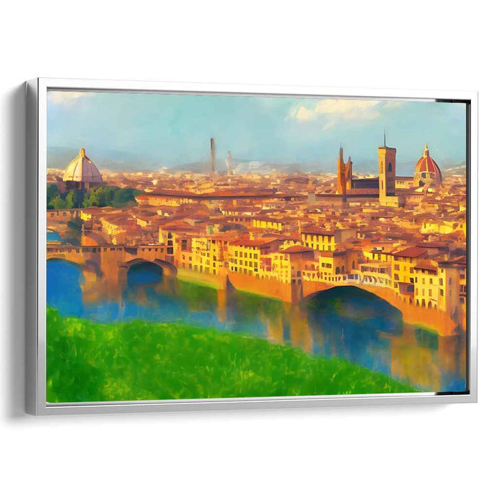Golden Glow of Florence: Impressionist Cityscape Canvas Art Print