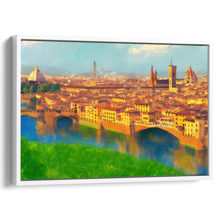 Golden Glow of Florence: Impressionist Cityscape Canvas Art Print