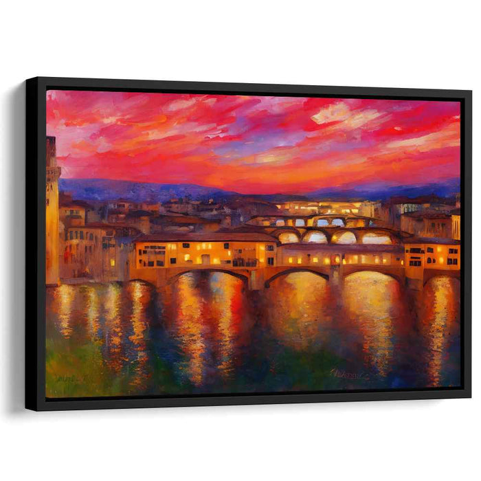 Florentine Sunset: Luminous Impression of Ponte Vecchio Canvas Art