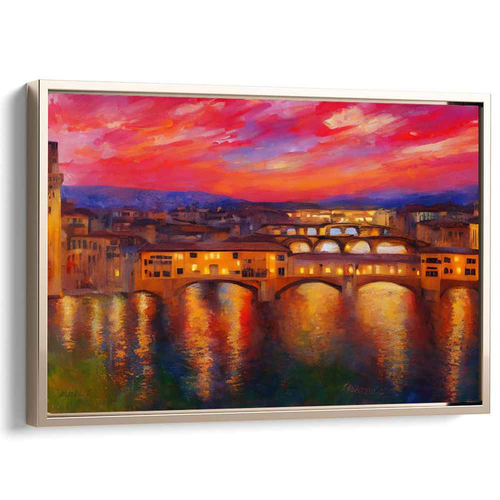 Florentine Sunset: Luminous Impression of Ponte Vecchio Canvas Art