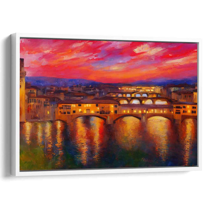Florentine Sunset: Luminous Impression of Ponte Vecchio Canvas Art