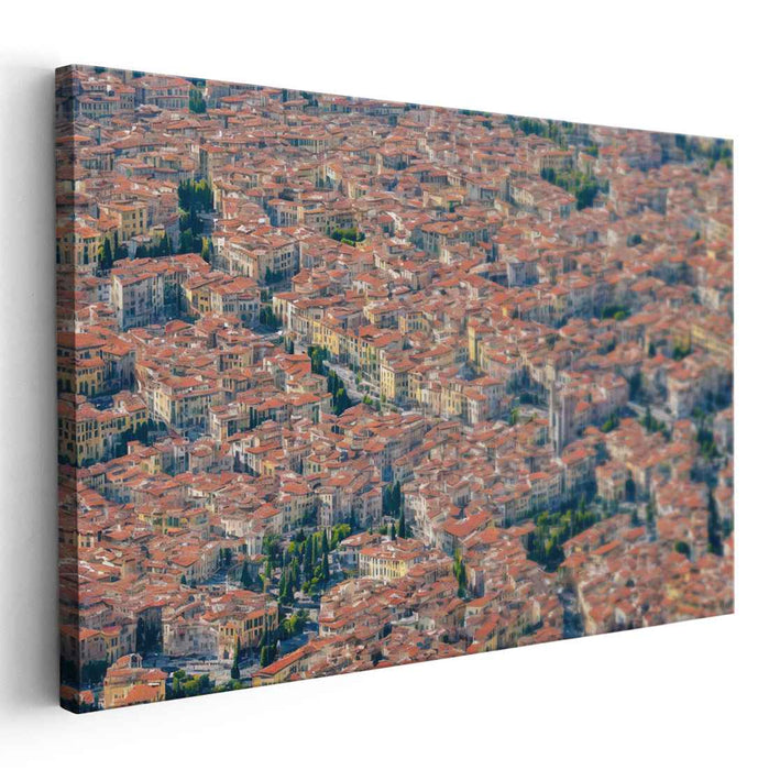 Eternal Horizon Rhapsody: Aerial View of Timeless Cityscape Canvas Art