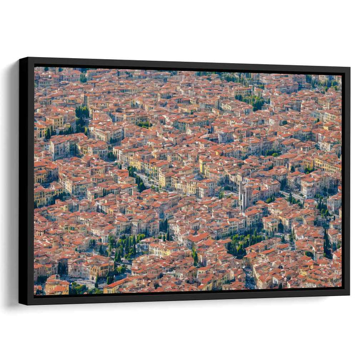 Eternal Horizon Rhapsody: Aerial View of Timeless Cityscape Canvas Art